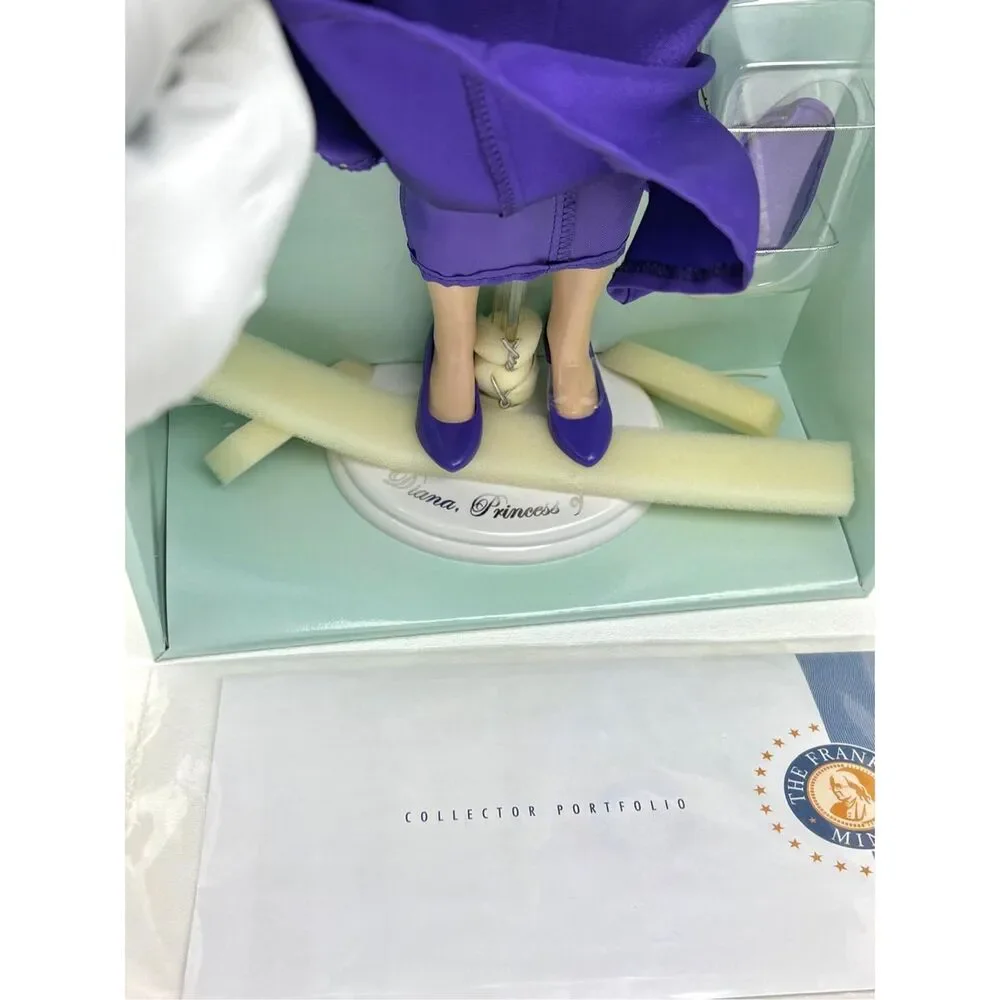 NEW Franklin Mint Princess Diana Doll Porcelain Doll Purple Gown NRFB 16in
